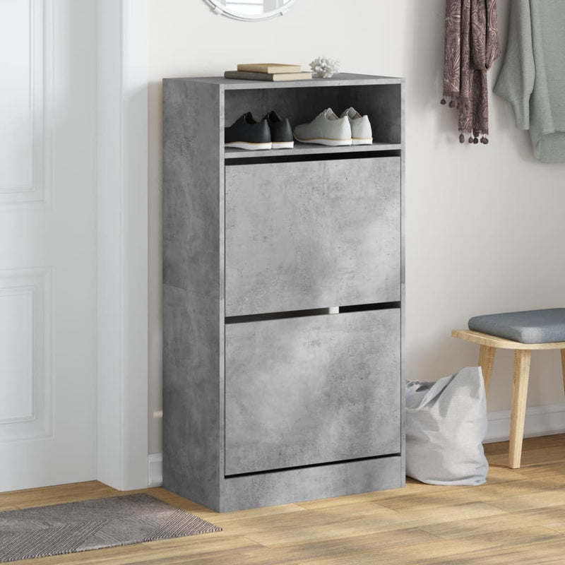 Afbeelding laden in galerijviewer, Vidaxl schoenenkast 60x34x116 cm bewerkt hout betongrijs
