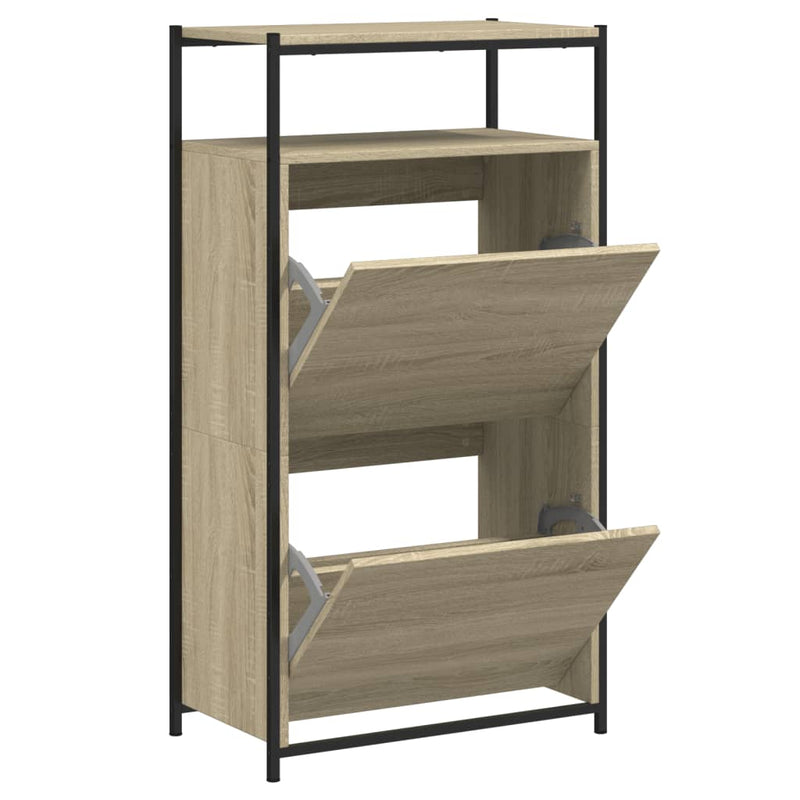Afbeelding laden in galerijviewer, Vidaxl schoenenkast 60x34x112 cm bewerkt hout sonoma eikenkleurig

