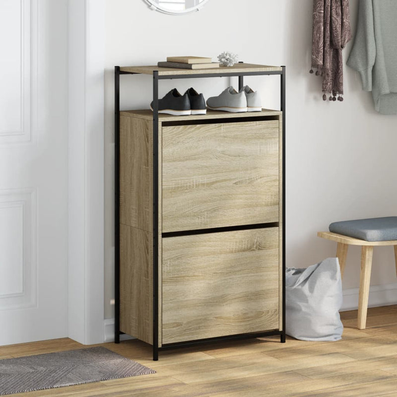 Afbeelding laden in galerijviewer, Vidaxl schoenenkast 60x34x112 cm bewerkt hout sonoma eikenkleurig
