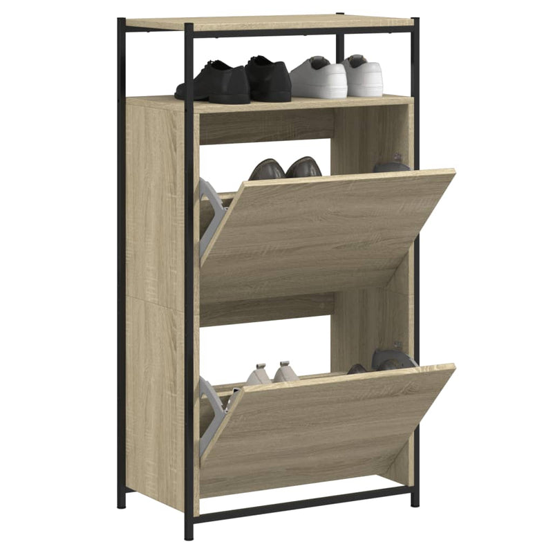 Afbeelding laden in galerijviewer, Vidaxl schoenenkast 60x34x112 cm bewerkt hout sonoma eikenkleurig
