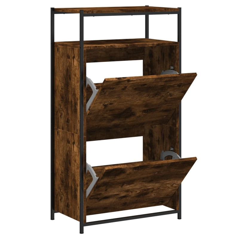 Afbeelding laden in galerijviewer, Vidaxl schoenenkast 60x34x112 cm bewerkt hout gerookt eikenkleurig
