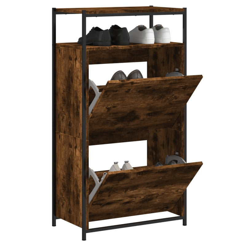 Afbeelding laden in galerijviewer, Vidaxl schoenenkast 60x34x112 cm bewerkt hout gerookt eikenkleurig
