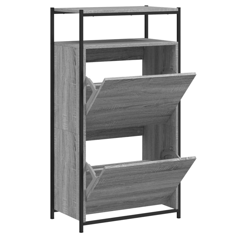 Afbeelding laden in galerijviewer, Vidaxl schoenenkast 60x34x112 cm bewerkt hout grijs sonoma eikenkleur
