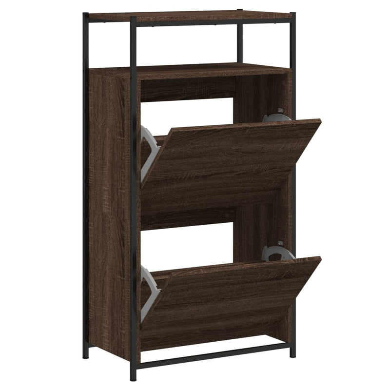Afbeelding laden in galerijviewer, Vidaxl schoenenkast 60x34x112 cm bewerkt hout bruin eikenkleur
