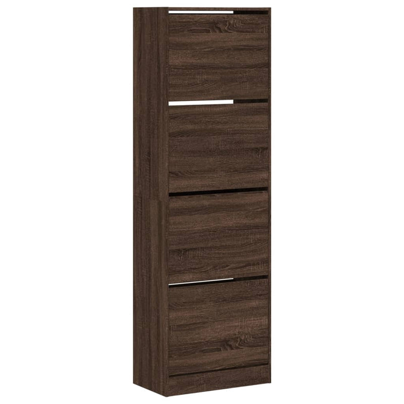 Afbeelding laden in galerijviewer, VidaXL Schoenenkast met 4 klaplades 60x34x187,5 cm bruin eikenkleur
