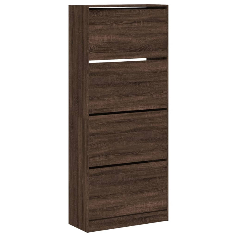 Afbeelding laden in galerijviewer, VidaXL Schoenenkast met 4 klaplades 80x34x187,5 cm bruin eikenkleur
