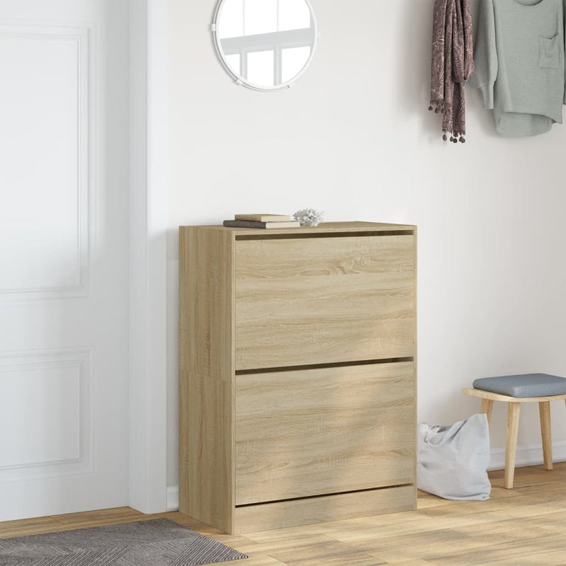 Afbeelding laden in galerijviewer, VidaXL Schoenenkast met 2 klaplades 80x42x108 cm sonoma eikenkleurig
