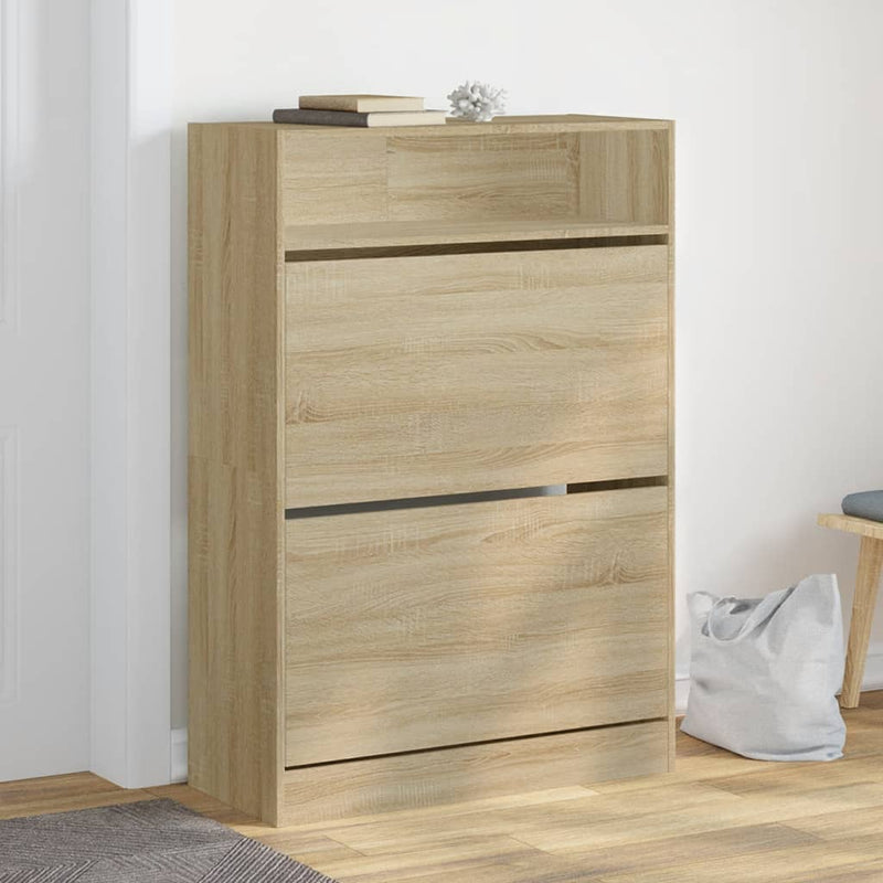 Afbeelding laden in galerijviewer, VidaXL Schoenenkast met 2 klaplades 80x34x116 cm sonoma eikenkleurig
