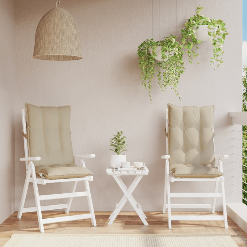 Afbeelding laden in galerijviewer, Vidaxl stoelkussens 2 st hoge rug oxford stof beige
