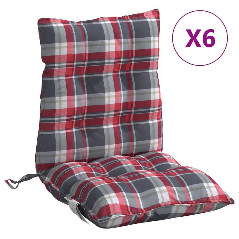 Afbeelding laden in galerijviewer, Vidaxl stoelkussens 6 st lage rug ruitpatroon oxford stof rood
