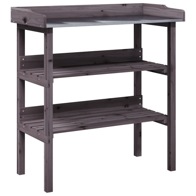 Afbeelding laden in galerijviewer, Vidaxl plantentafel met schappen 78x38x82,5 cm vurenhout grijs
