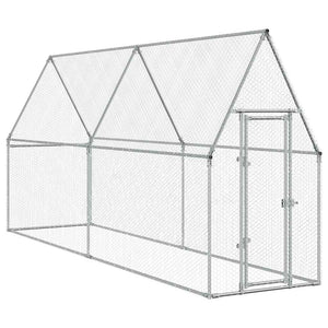 Vidaxl kippenhok 400x100x190 cm gegalvaniseerd staal zilverkleurig