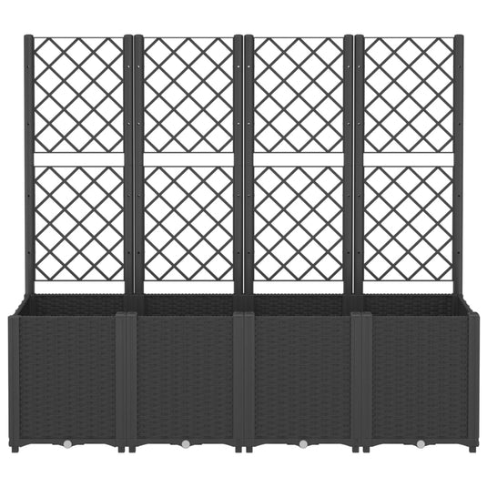 Vidaxl plantenbak met latwerk 160x40x140 cm polypropeen zwart