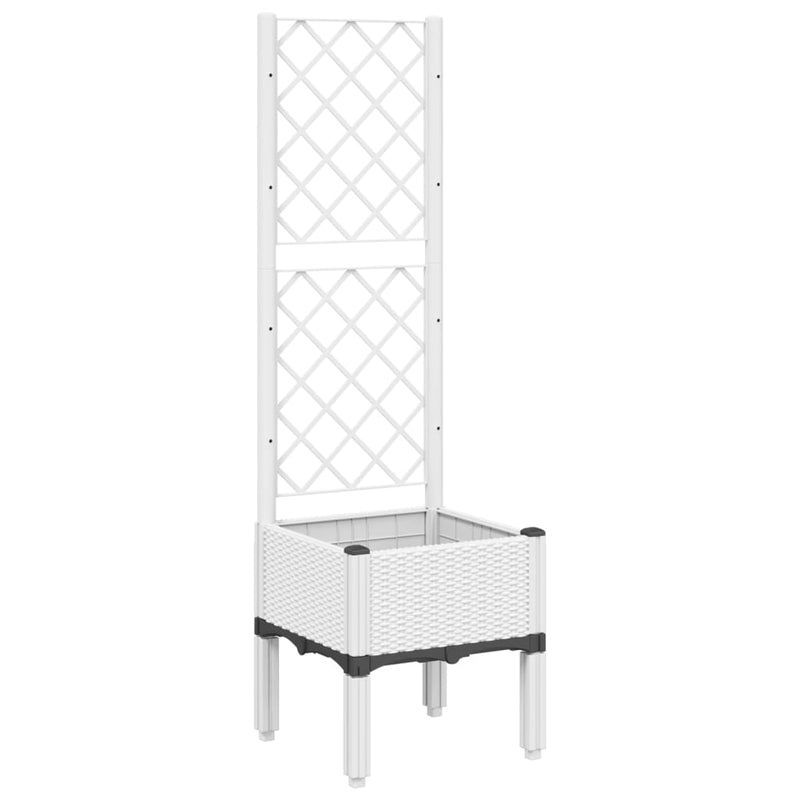 Afbeelding laden in galerijviewer, Vidaxl plantenbak met latwerk 40x40x142 cm polypropeen wit
