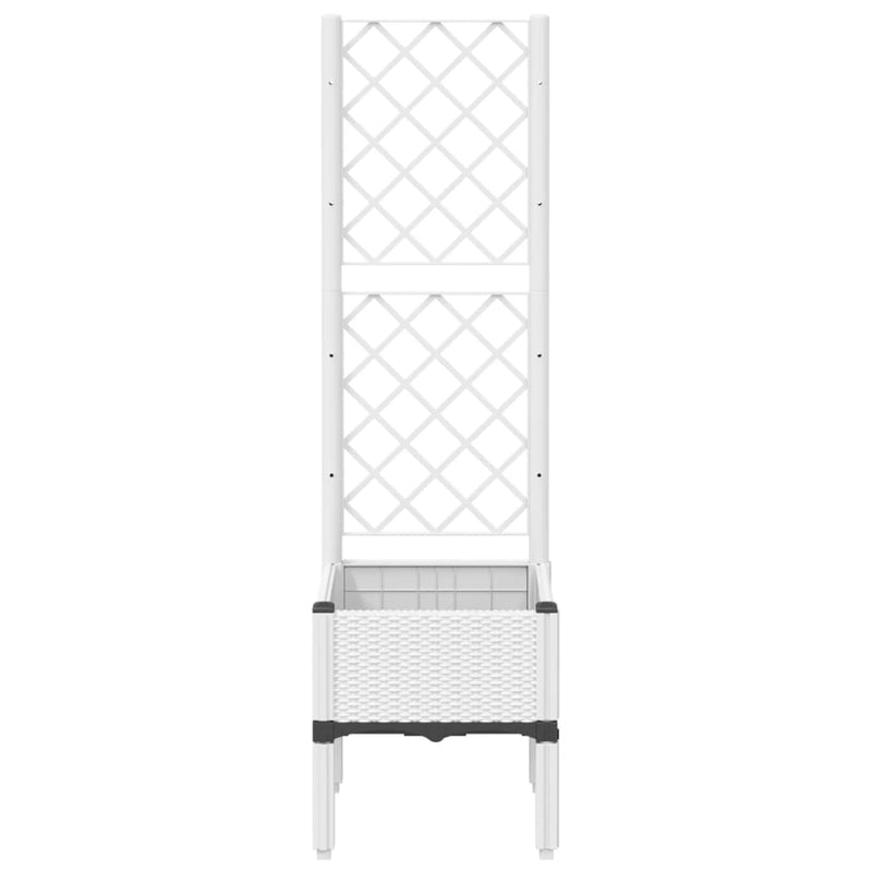 Afbeelding laden in galerijviewer, Vidaxl plantenbak met latwerk 40x40x142 cm polypropeen wit
