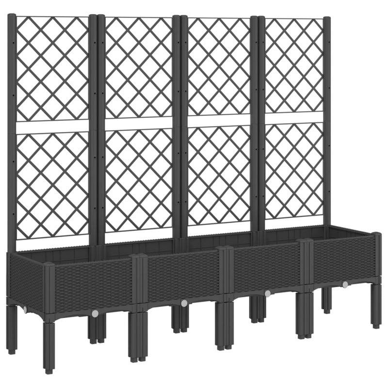 Afbeelding laden in galerijviewer, Vidaxl plantenbak met latwerk 160x40x142 cm polypropeen zwart
