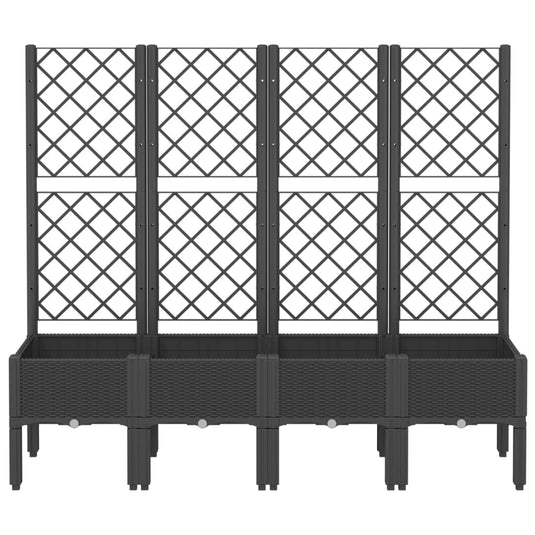 Vidaxl plantenbak met latwerk 160x40x142 cm polypropeen zwart
