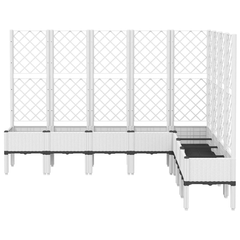Afbeelding laden in galerijviewer, Vidaxl plantenbak met latwerk 200x160x142 cm polypropeen wit
