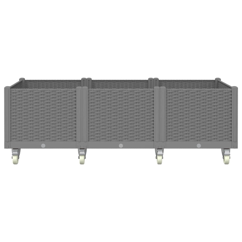 Afbeelding laden in galerijviewer, Vidaxl plantenbak met wielen 150x80x54 cm polypropeen lichtgrijs
