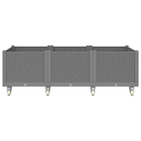 Vidaxl plantenbak met wielen 150x80x54 cm polypropeen lichtgrijs