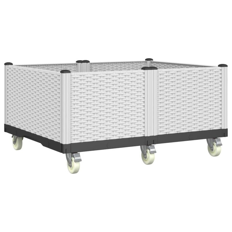 Afbeelding laden in galerijviewer, Vidaxl plantenbak met wielen 100x80x54 cm polypropeen wit

