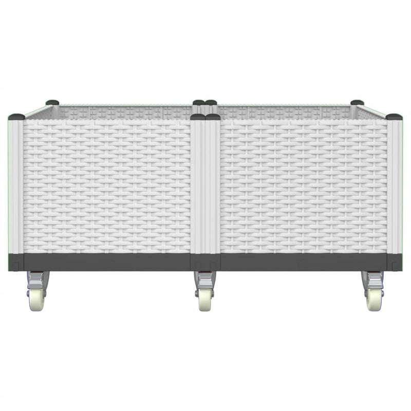 Afbeelding laden in galerijviewer, Vidaxl plantenbak met wielen 100x80x54 cm polypropeen wit
