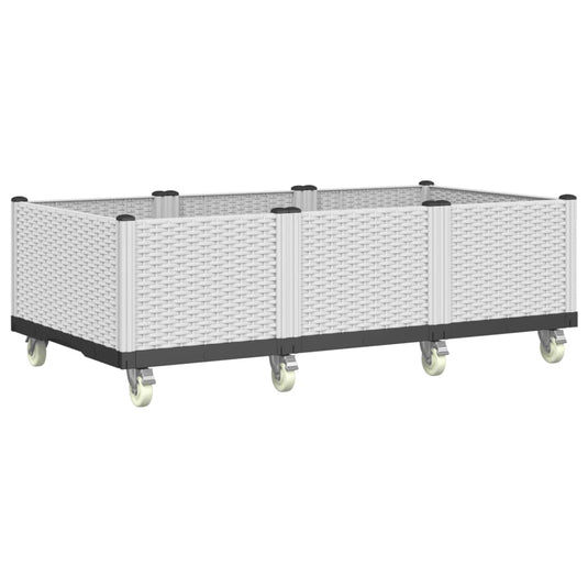 Vidaxl plantenbak met wielen 150x80x54 cm polypropeen wit