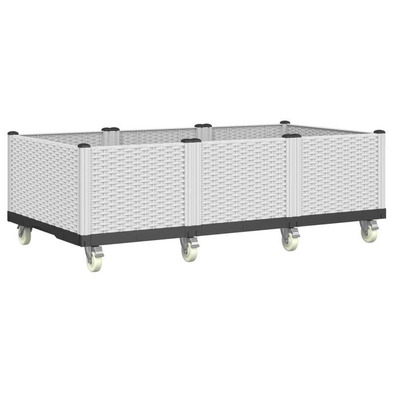 Afbeelding laden in galerijviewer, Vidaxl plantenbak met wielen 150x80x54 cm polypropeen wit
