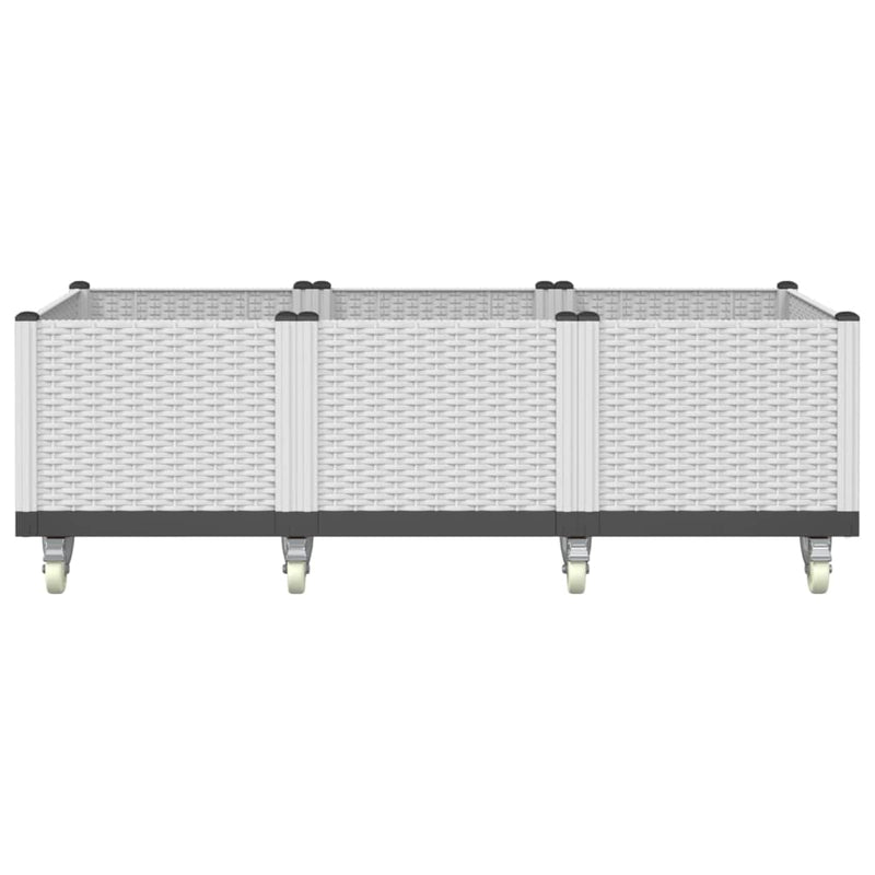 Afbeelding laden in galerijviewer, Vidaxl plantenbak met wielen 150x80x54 cm polypropeen wit
