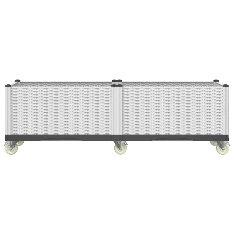 Afbeelding laden in galerijviewer, Vidaxl plantenbak met wielen 160x50x54 cm polypropeen wit
