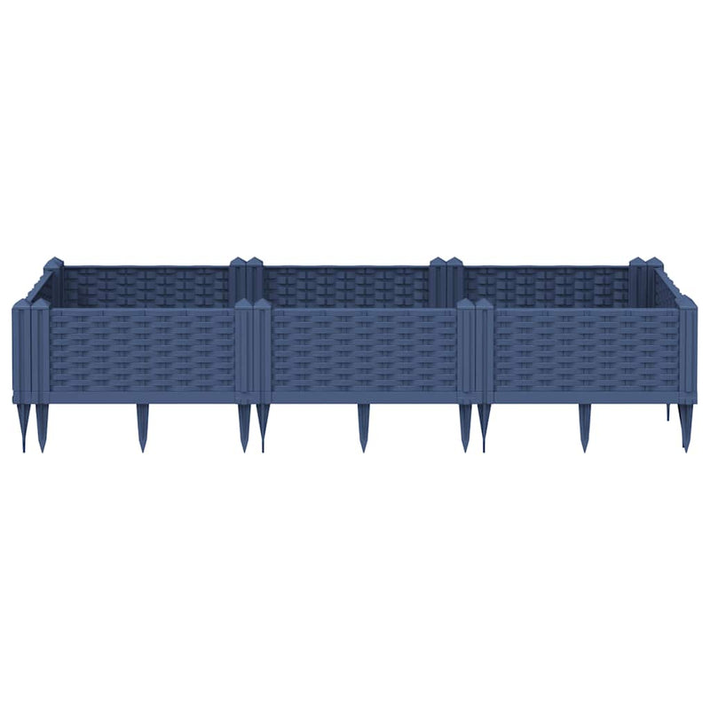 Afbeelding laden in galerijviewer, Vidaxl plantenbak met pinnen 125x40x28,5 cm polypropeen blauwgrijs
