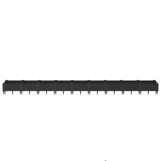 Vidaxl plantenbak met pinnen 362,5x42,5x28,5 cm polypropeen zwart