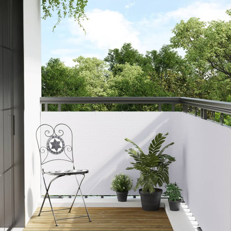 Afbeelding laden in galerijviewer, Vidaxl balkonscherm 400x90 cm poly rattan wit
