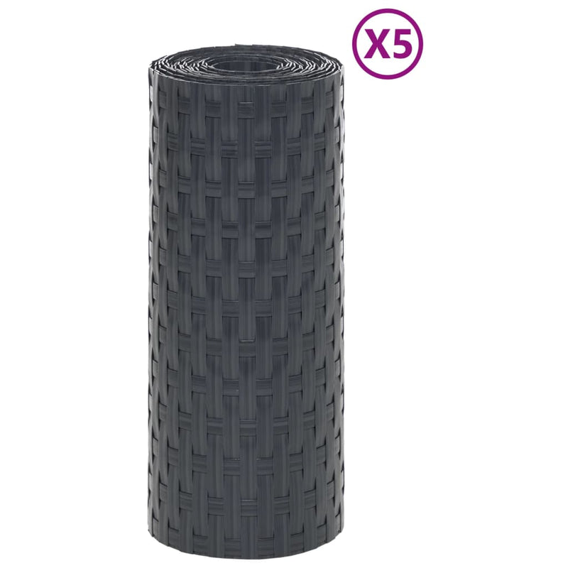 Afbeelding laden in galerijviewer, Vidaxl balkonschermen 5 st 255x19 cm poly rattan antracietkleurig
