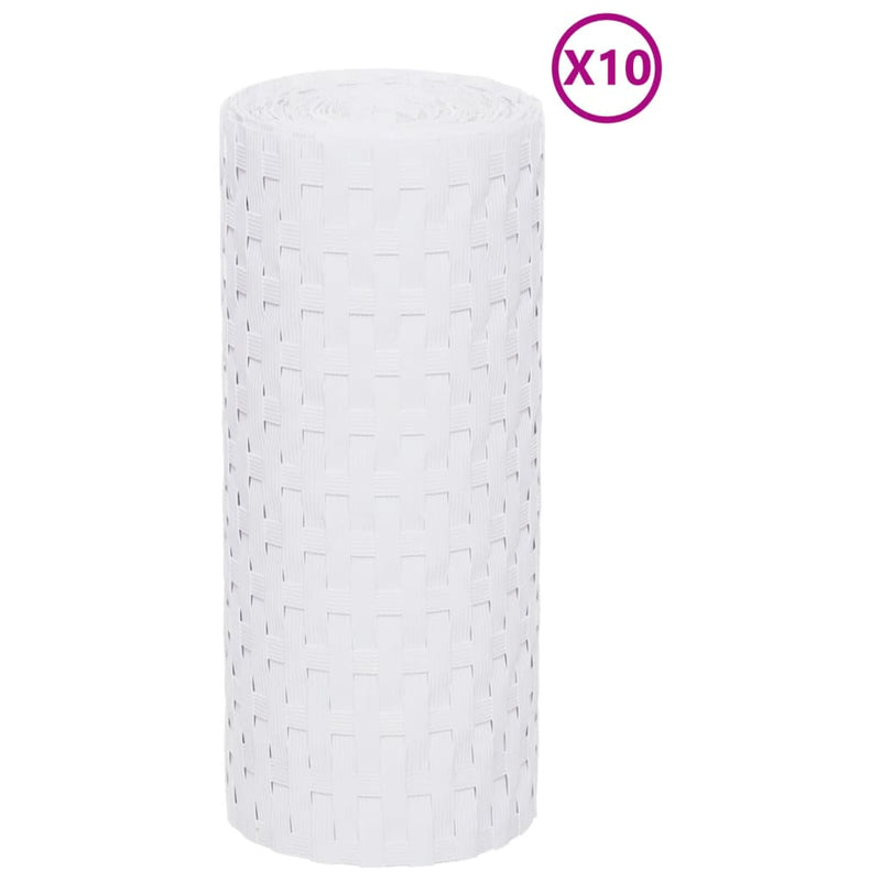 Afbeelding laden in galerijviewer, Vidaxl balkonschermen 10 st 255x19 cm poly rattan wit
