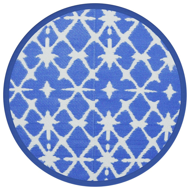 Afbeelding laden in galerijviewer, Vidaxl buitenkleed arakil ø120 cm polypropeen blauw en wit

