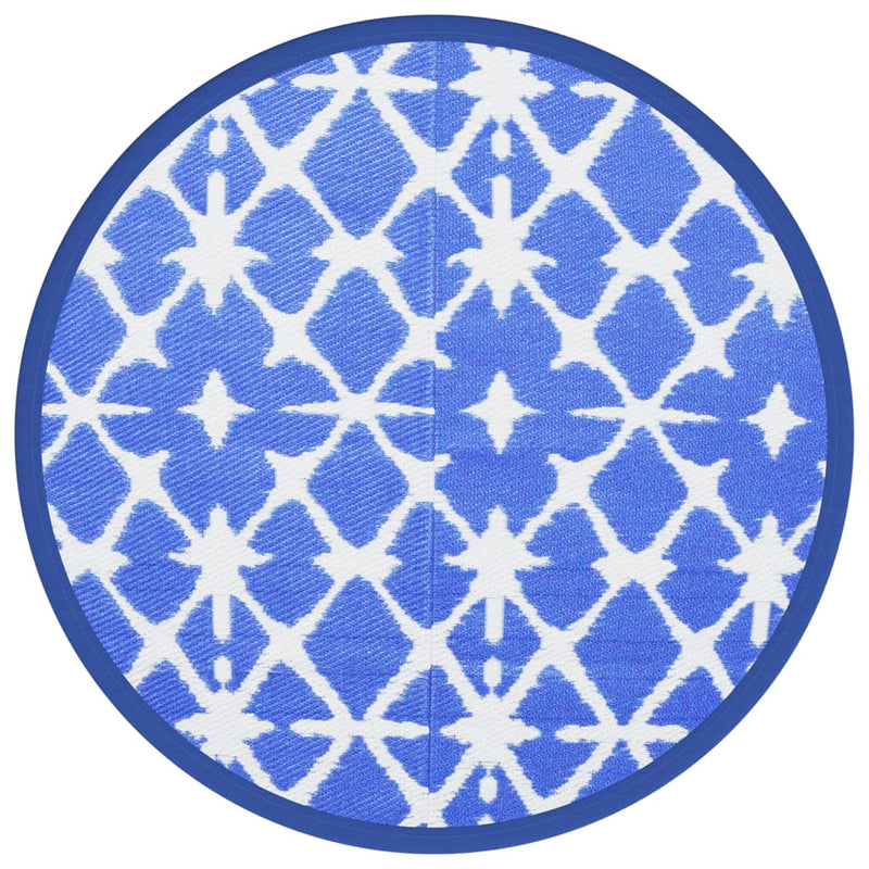 Afbeelding laden in galerijviewer, Vidaxl buitenkleed arakil ø160 cm polypropeen blauw en wit
