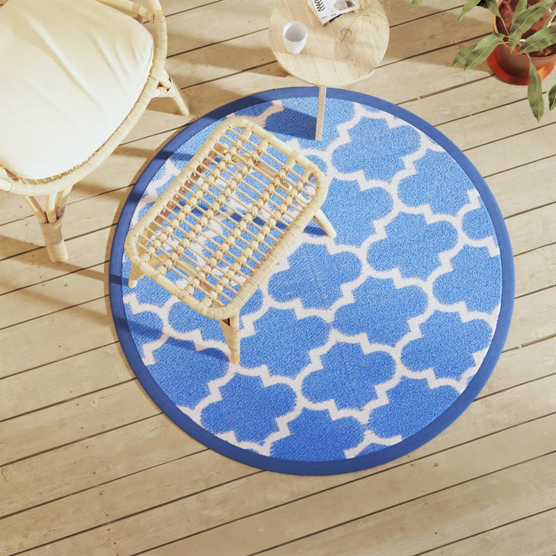 Afbeelding laden in galerijviewer, Vidaxl buitenkleed arakil ø120 cm polypropeen blauw
