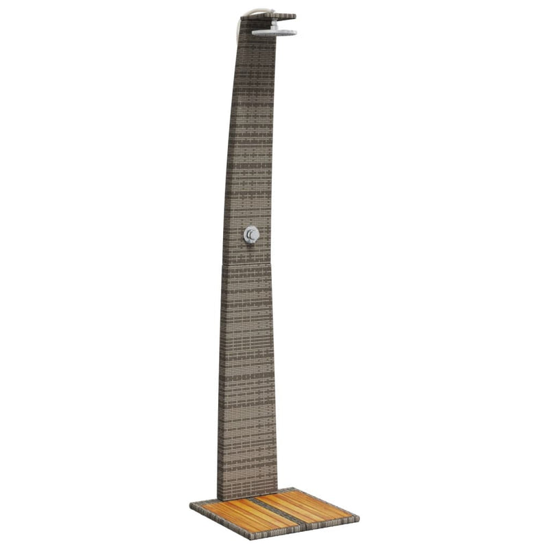 Afbeelding laden in galerijviewer, Vidaxl buitendouche 55x60x224 cm poly rattan en acaciahout grijs
