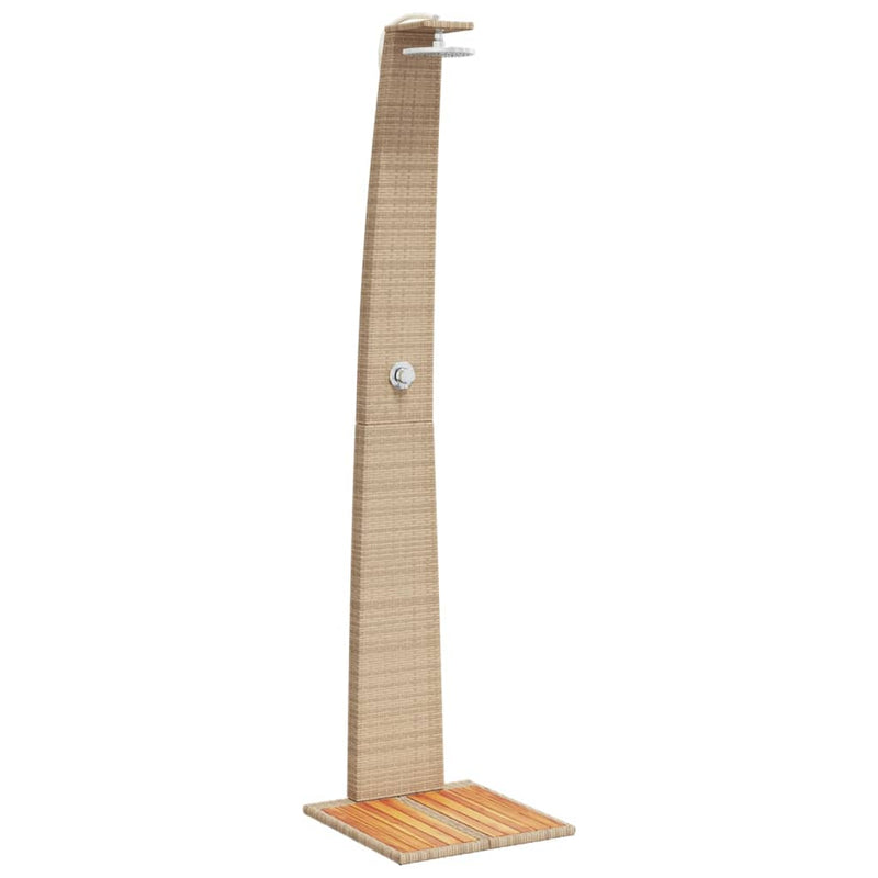 Afbeelding laden in galerijviewer, Vidaxl buitendouche 55x60x224 cm poly rattan en acaciahout beige
