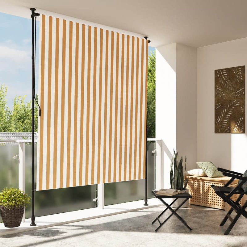 Afbeelding laden in galerijviewer, Vidaxl rolgordijn voor buiten 200x270 cm stof en staal oranje en wit
