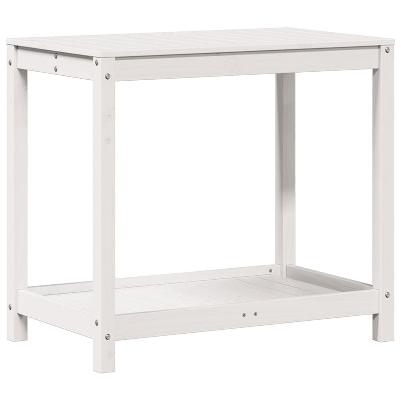 Afbeelding laden in galerijviewer, Vidaxl oppottafel met schap 82,5x50x75 cm massief grenenhout wit
