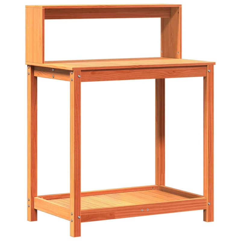 Afbeelding laden in galerijviewer, Vidaxl oppottafel met schappen 82,5x50x109,5 cm grenenhout bruin

