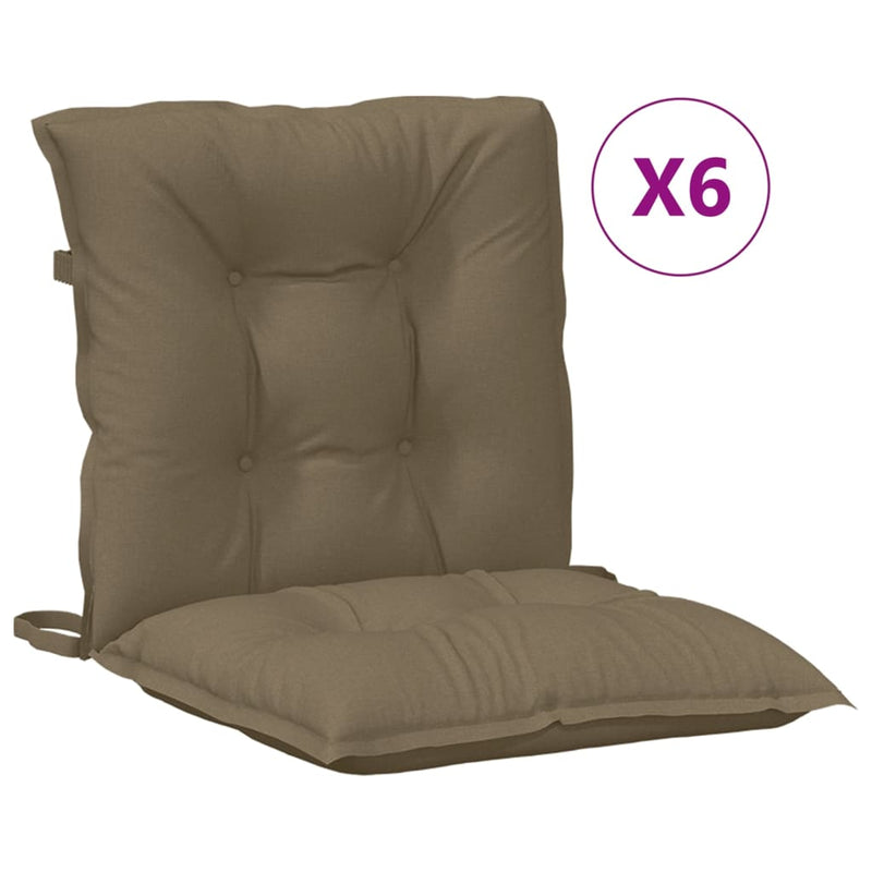 Afbeelding laden in galerijviewer, Vidaxl stoelkussens 6 st lage rug 100x50x7 cm stof gemêleerd taupe

