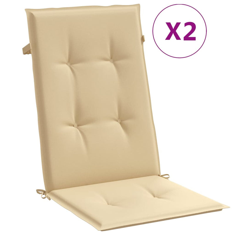 Afbeelding laden in galerijviewer, Vidaxl stoelkussens 2 st hoge rug 120x50x4 cm stof gemêleerd beige

