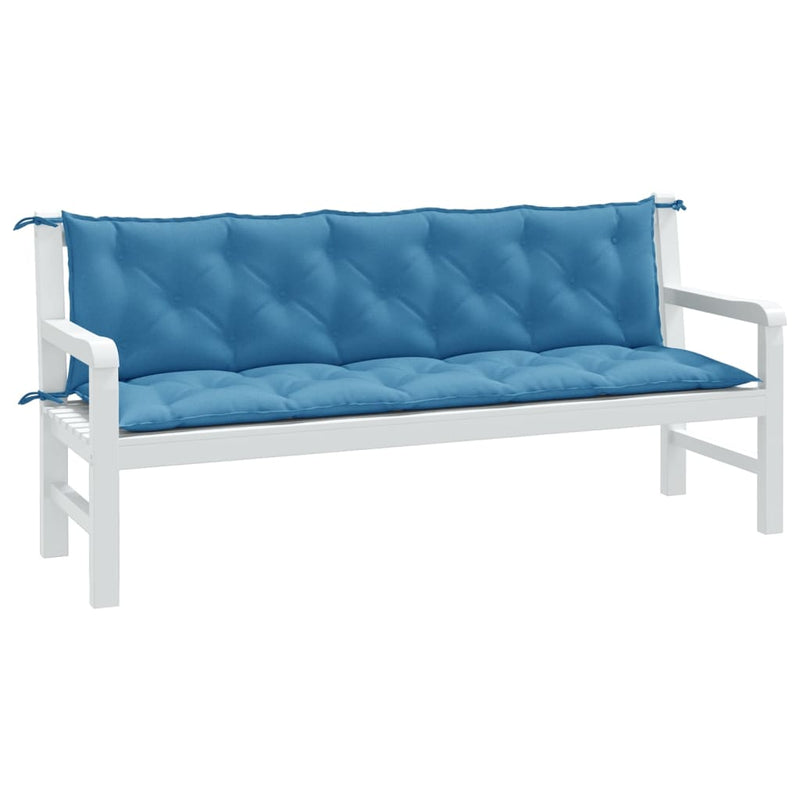Afbeelding laden in galerijviewer, Vidaxl tuinbankkussens 2 st 180x50x7 cm stof gemêleerd blauw
