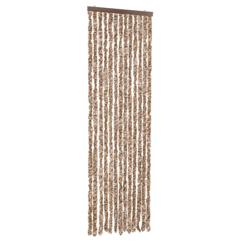 Afbeelding laden in galerijviewer, Vidaxl vliegengordijn 56x185 cm chenille beige en donkerbruin

