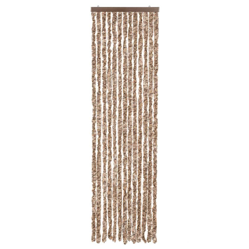 Afbeelding laden in galerijviewer, Vidaxl vliegengordijn 56x185 cm chenille beige en donkerbruin
