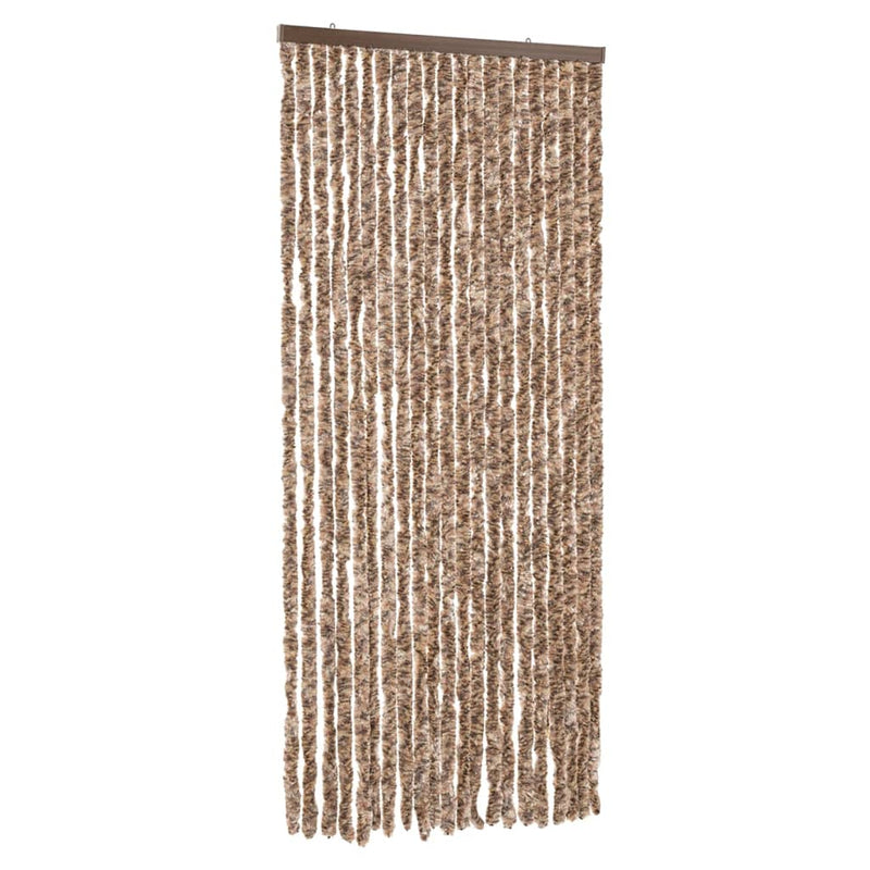 Afbeelding laden in galerijviewer, Vidaxl vliegengordijn 90x200 cm chenille beige en donkerbruin
