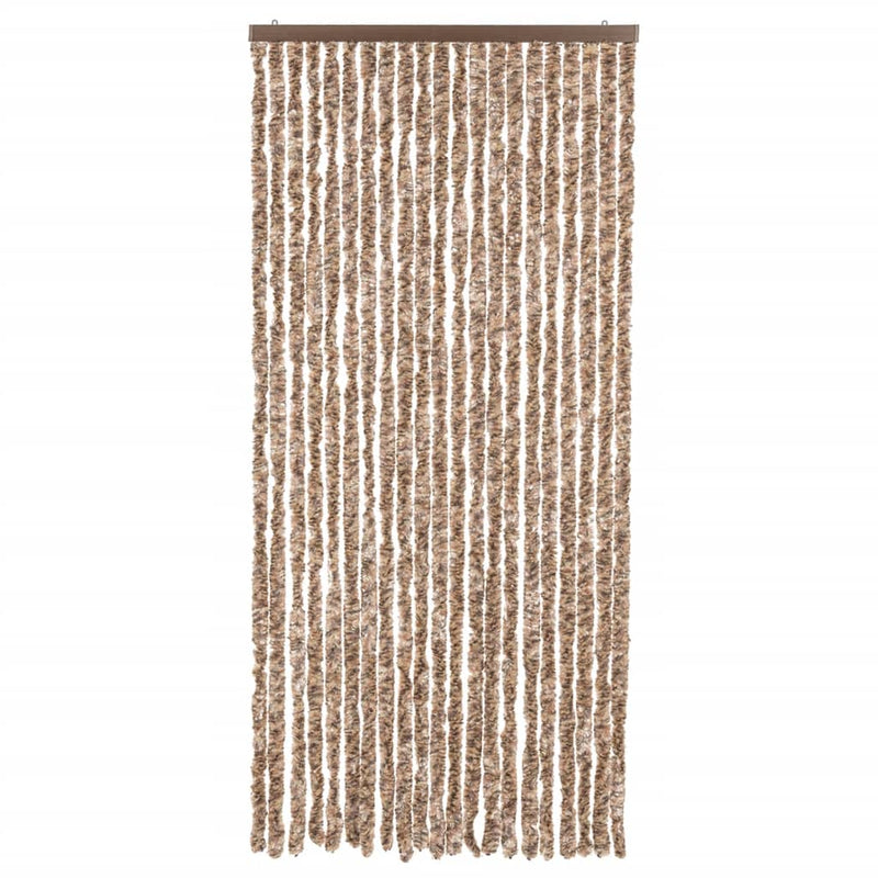 Afbeelding laden in galerijviewer, Vidaxl vliegengordijn 90x200 cm chenille beige en donkerbruin
